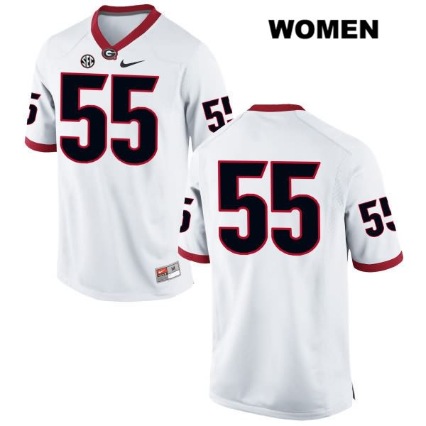Georgia Bulldogs Women's Trey Hill #55 NCAA No Name Authentic White Nike Stitched College Football Jersey FJT8056CD